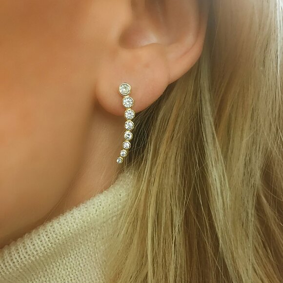 NEW Gold Crawler Earrings, Ear Climber, Minimalist Cuff Earrings, Gift For Women - Picture 12 of 12